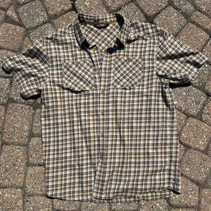 Arc'teryx Men's Tan Brohm Short Sleeve Plaid Shirt Sz L